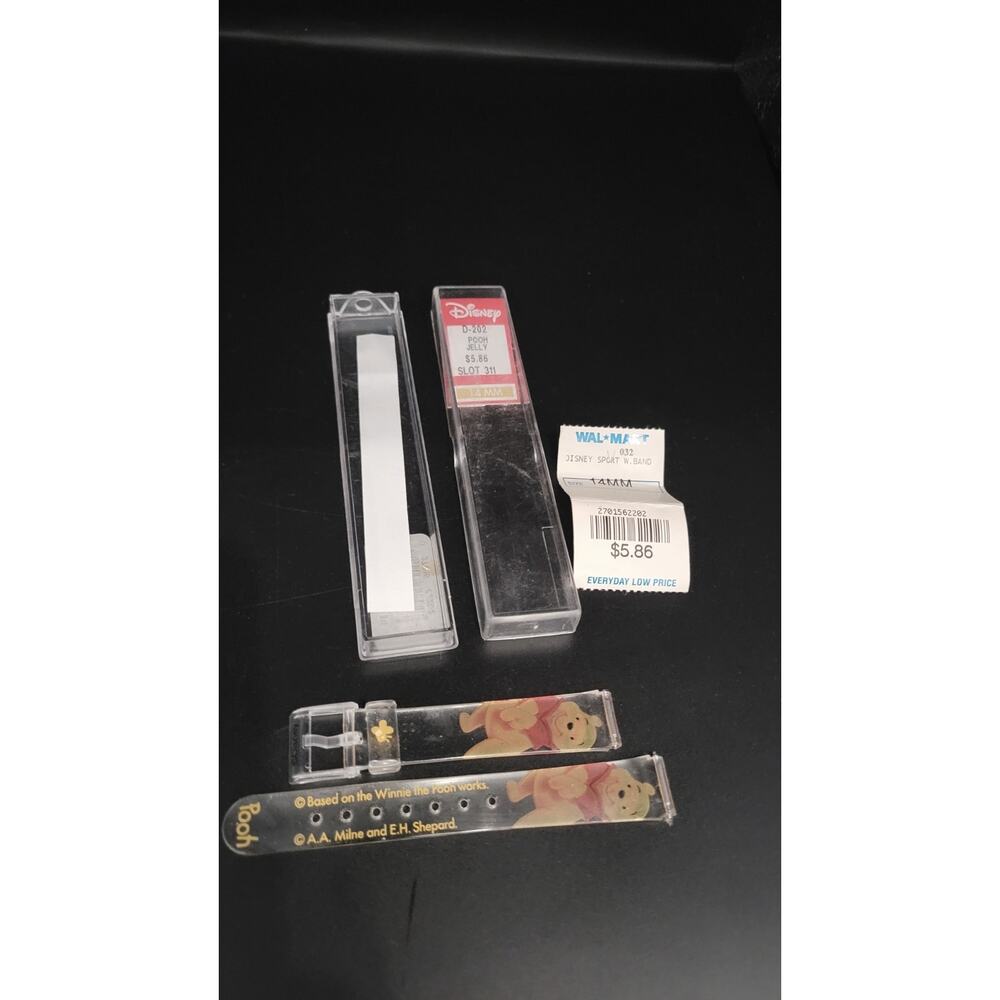 Vintage Disney Winnie The Pooh Clear Jelly Watch Band 14mm NOS w/ Case